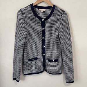 BANANA REPUBLIC Chunky Knit Sweater Cardigan Women’s Small Cotton Navy Crew